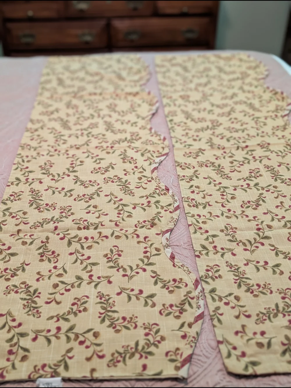 Better Homes & Gardens Cream Valances with Pink and Green Vine Accents Set Of 2